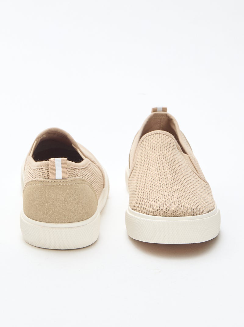 Effen lage sneakers van mesh | Slip-onmodel Biege - Kiabi