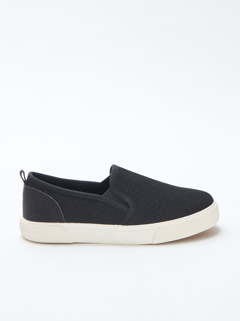 Effen lage sneakers van mesh | Slip-onmodel Zwart - Kiabi