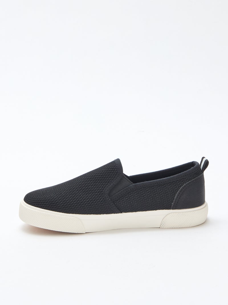 Effen lage sneakers van mesh | Slip-onmodel Zwart - Kiabi
