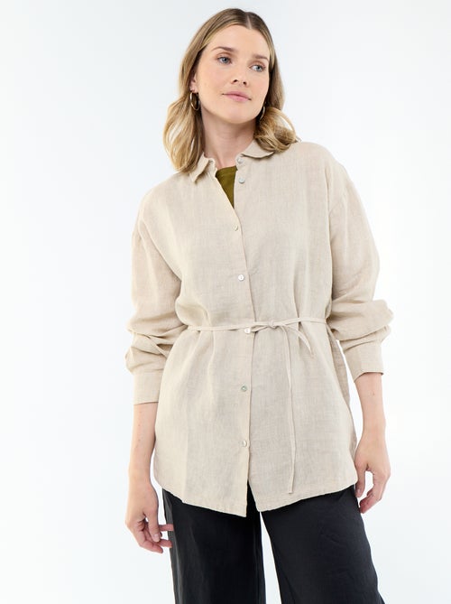 Effen lange blouse van linnen - Kiabi