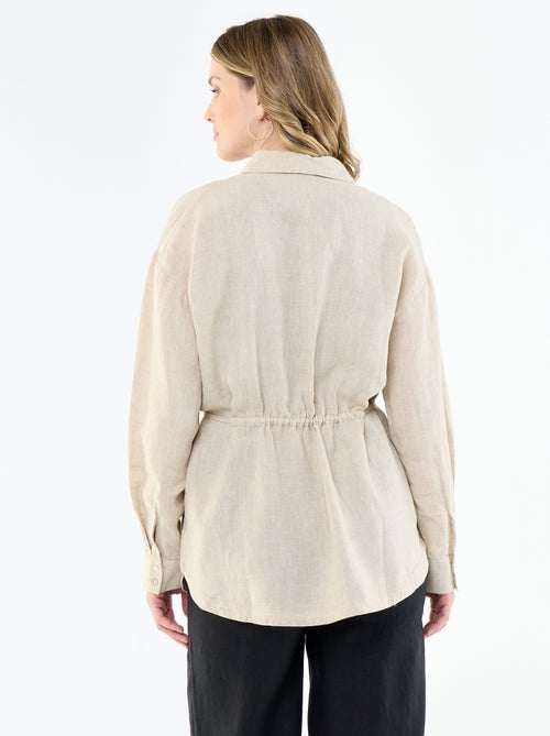 Effen lange blouse van linnen - Kiabi