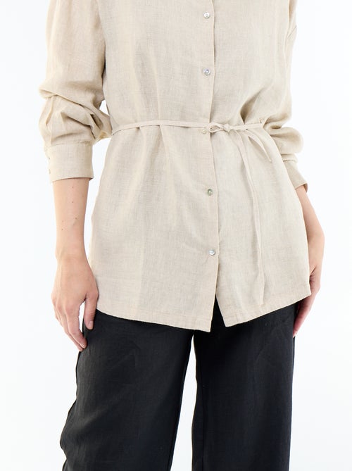 Effen lange blouse van linnen - Kiabi