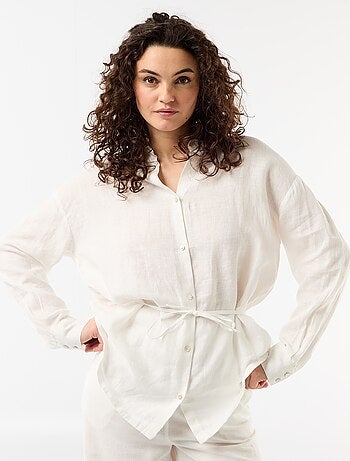 Effen lange blouse van linnen