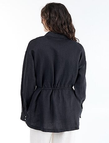 Effen lange blouse van linnen