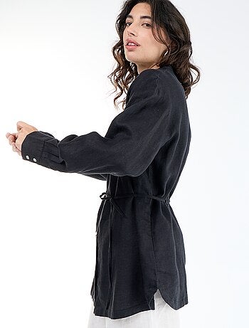 Effen lange blouse van linnen