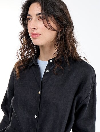 Effen lange blouse van linnen