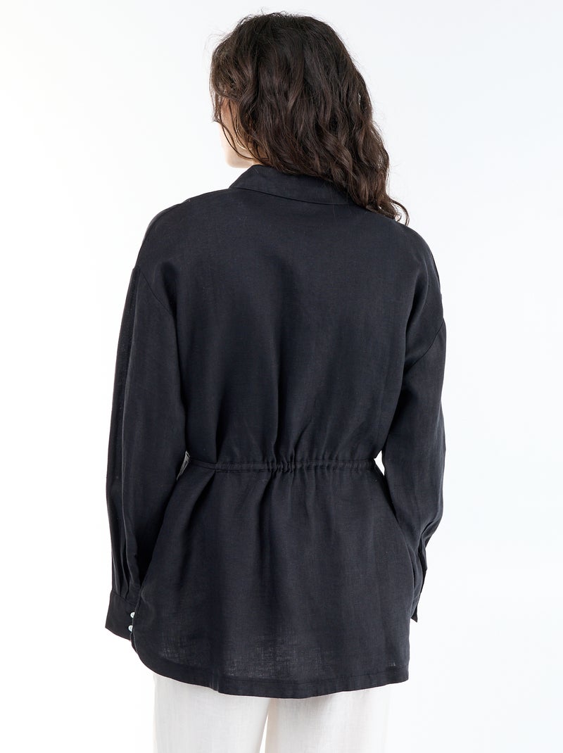 Effen lange blouse Zwart - Kiabi
