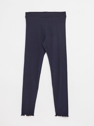 Effen lange legging van ribstof