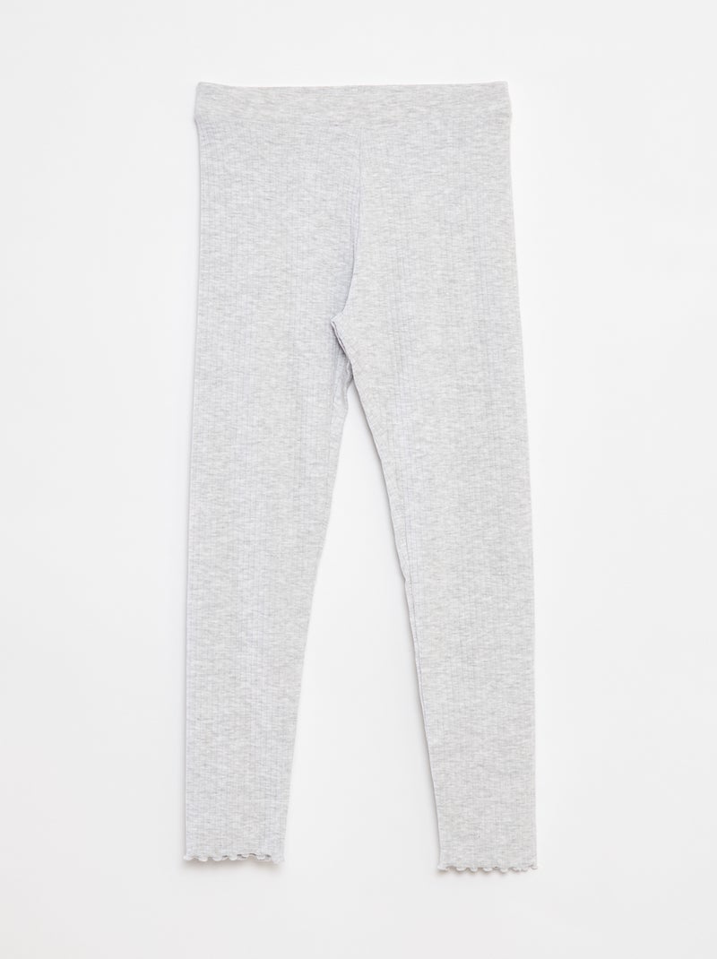 Effen lange legging van ribstof Grijs - Kiabi