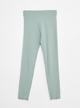 Effen lange legging van ribstof