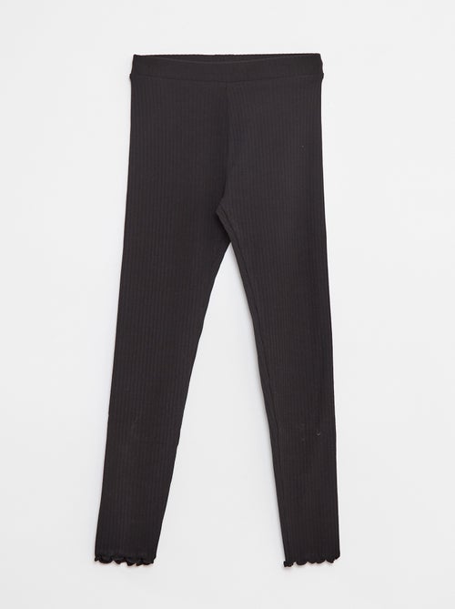 Effen lange legging van ribstof - Kiabi