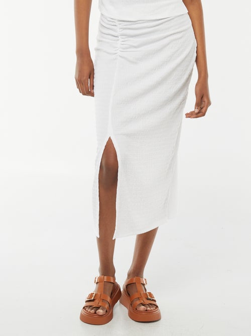 Effen lange rok van gekreukte stof - Kiabi