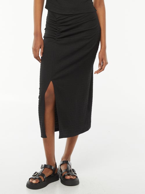 Effen lange rok van gekreukte stof - Kiabi