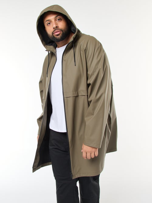 Effen lange, waterafstotende parka met capuchon - Kiabi
