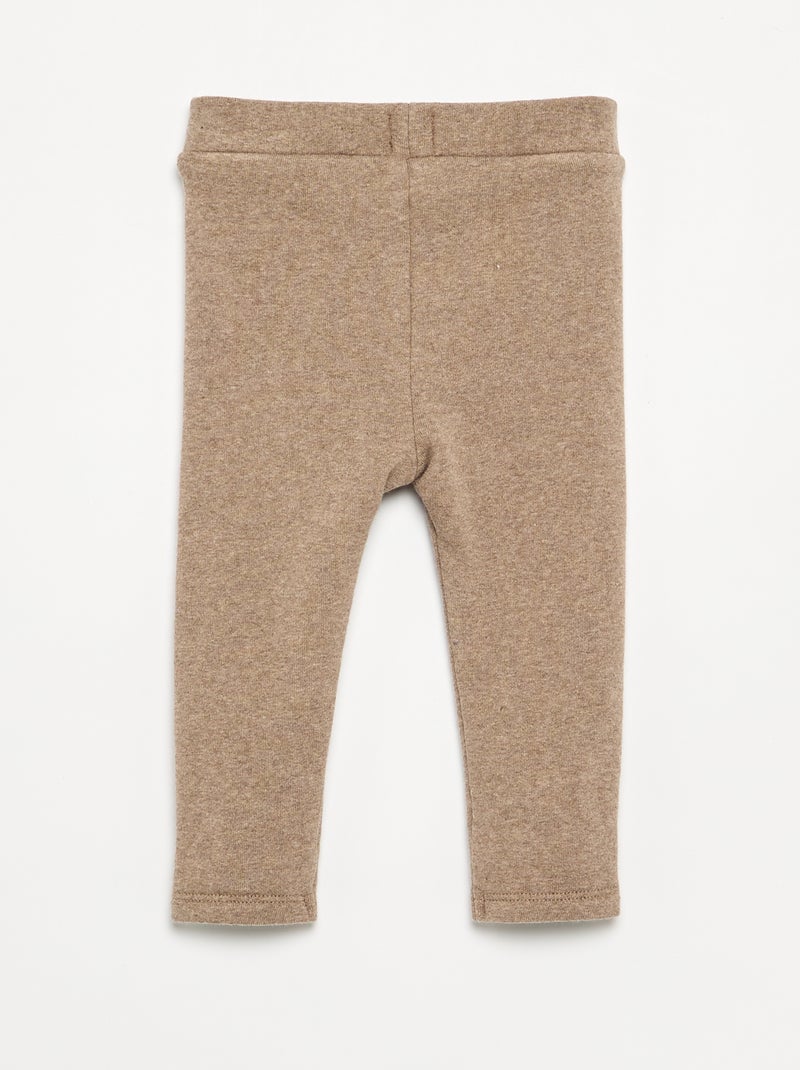 Effen legging van geruwd tricot Biege - Kiabi