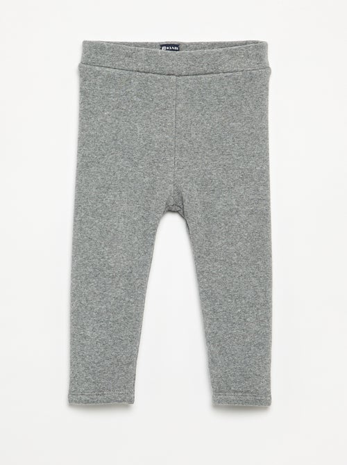 Effen legging van geruwd tricot - Kiabi