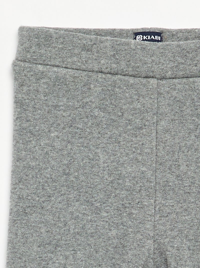 Effen legging van geruwd tricot Grijs - Kiabi