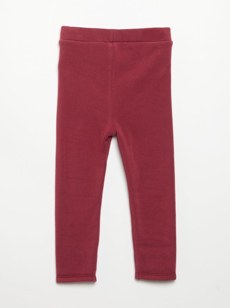 Effen legging van geruwd tricot Rood - Kiabi