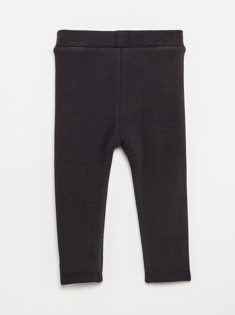 Effen legging van geruwd tricot Zwart - Kiabi