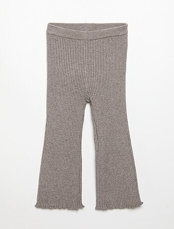 Effen legging van ribgebreide stof