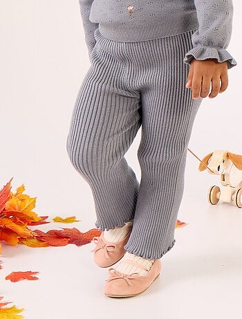 Effen legging van ribgebreide stof