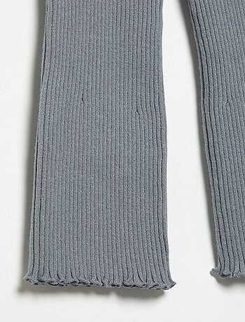 Effen legging van ribgebreide stof