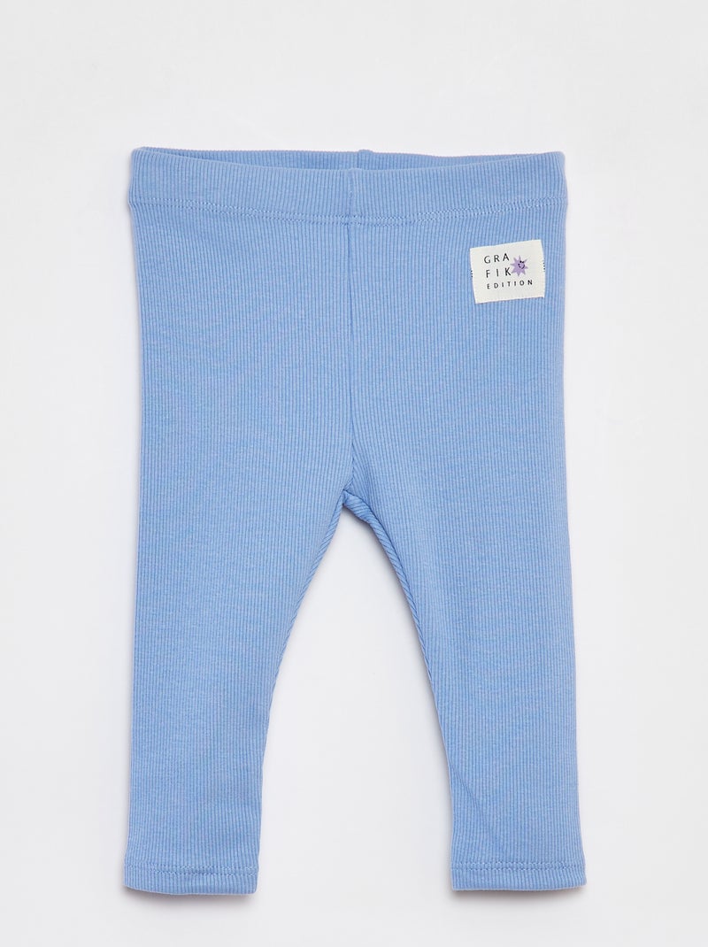 Effen legging van ribstof - Grafik Edition BLAUW - Kiabi