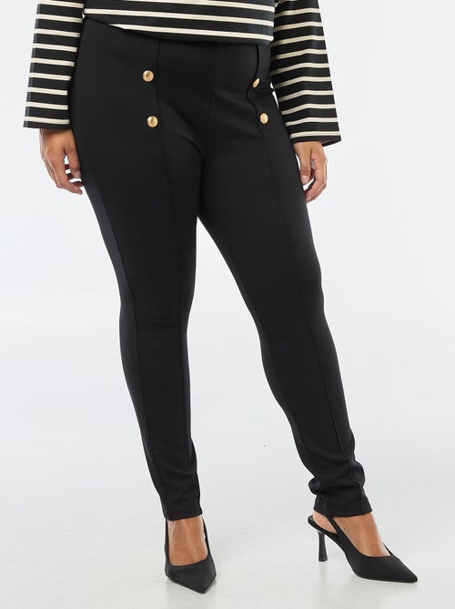 Effen legging/broek met hoge taille en vergulde knopen - Kiabi