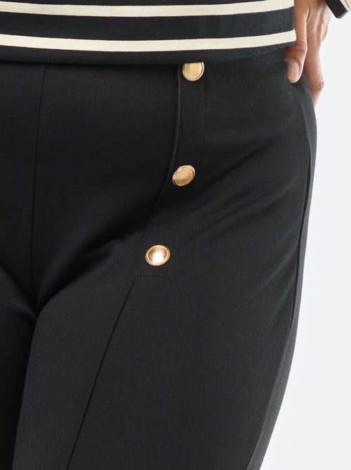 Effen legging/broek met hoge taille en vergulde knopen - Kiabi