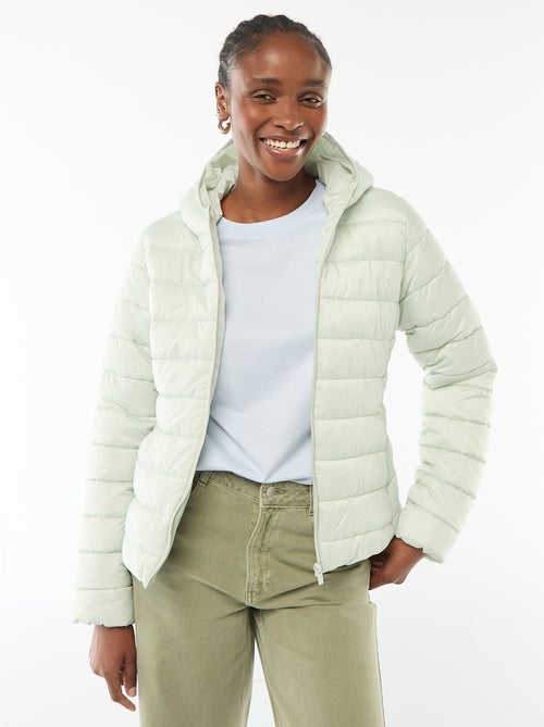 Effen licht donsjack met capuchon - Kiabi