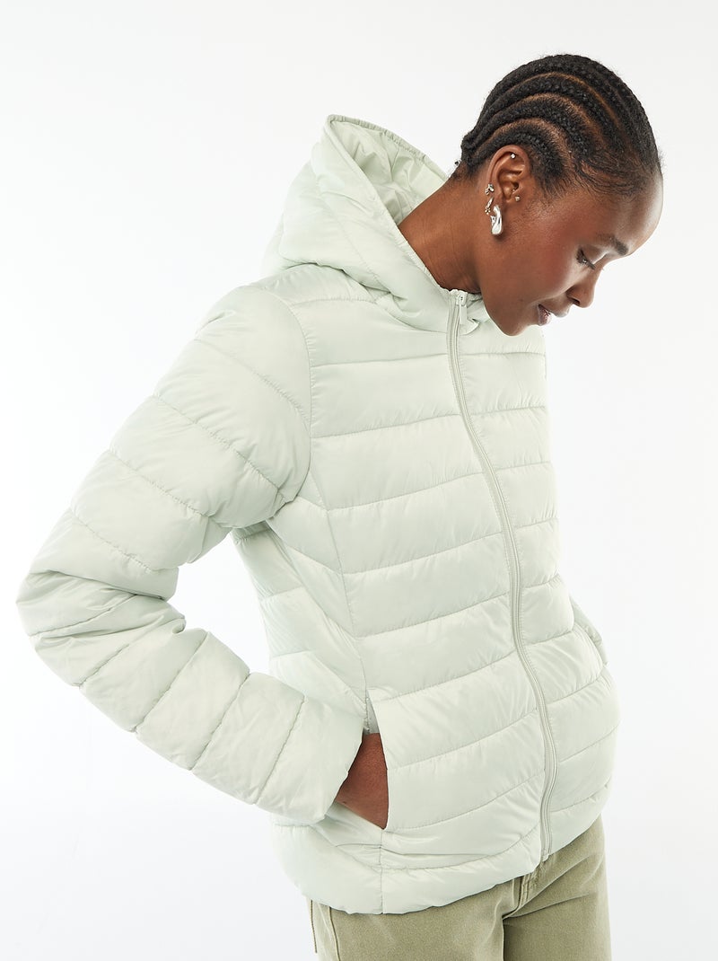 Effen licht donsjack met capuchon Blauw - Kiabi