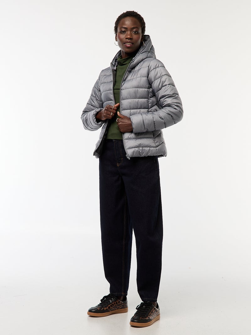 Effen licht donsjack met capuchon Grijs - Kiabi