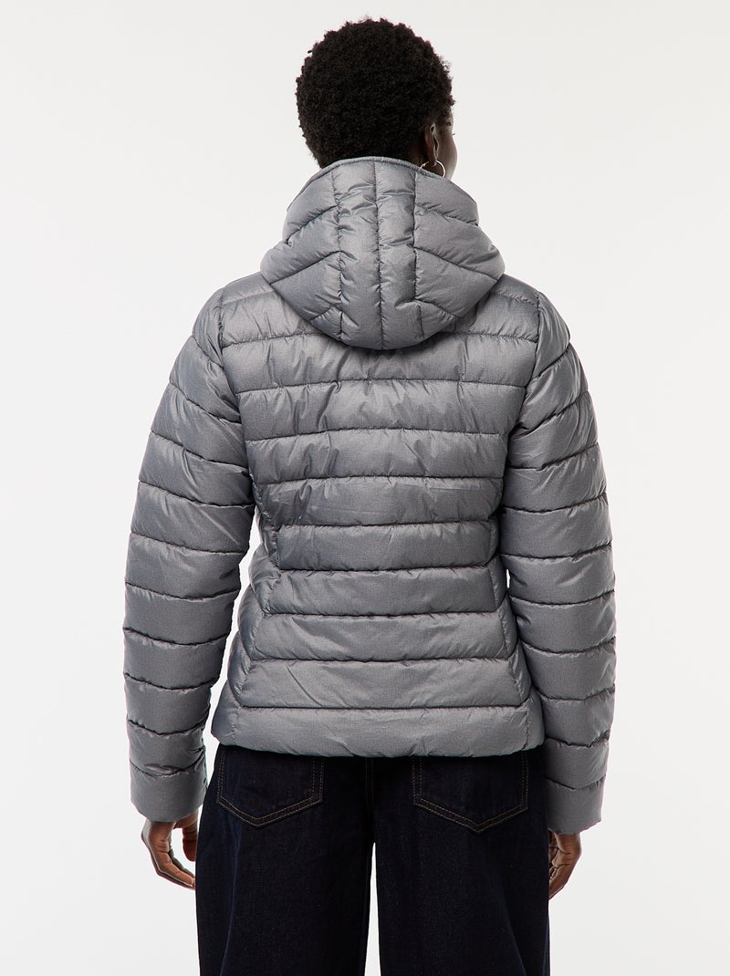 Effen licht donsjack met capuchon Grijs - Kiabi