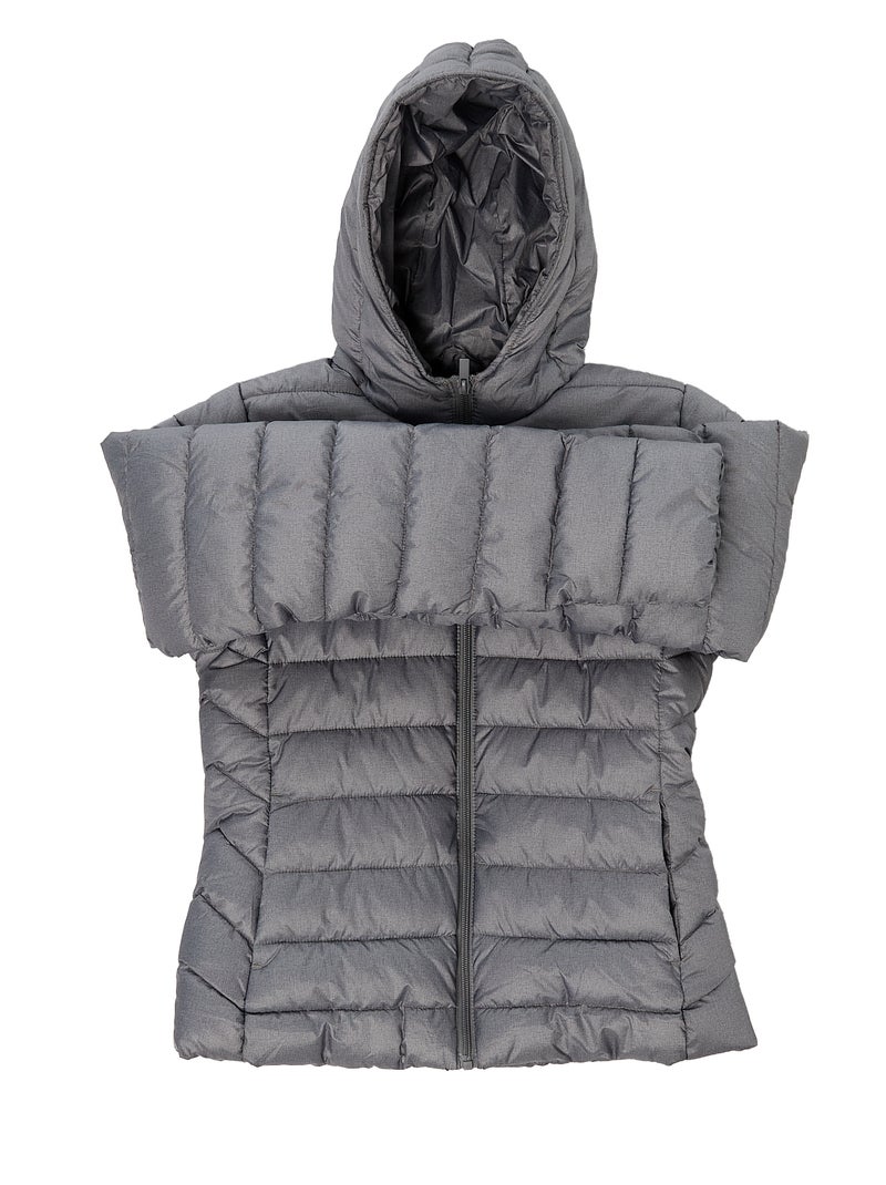 Effen licht donsjack met capuchon Grijs - Kiabi