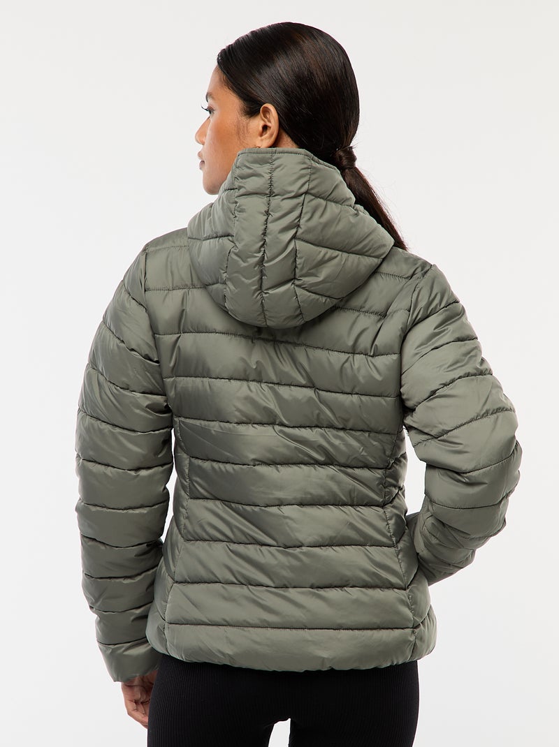 Effen licht donsjack met capuchon Groen - Kiabi