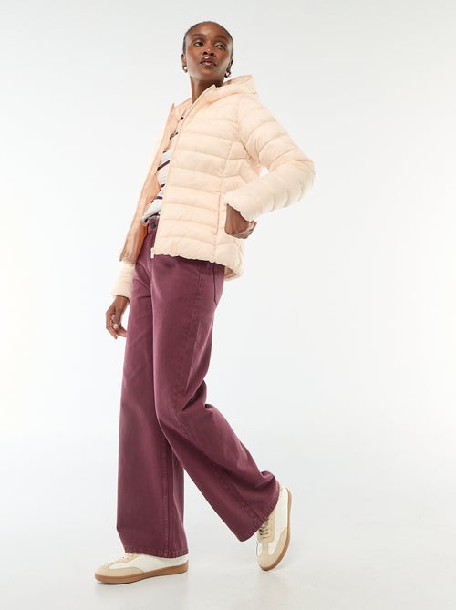 Effen licht donsjack met capuchon - Kiabi