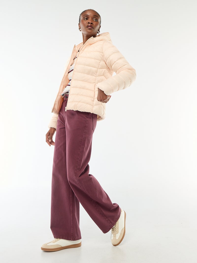 Effen licht donsjack met capuchon Rose - Kiabi