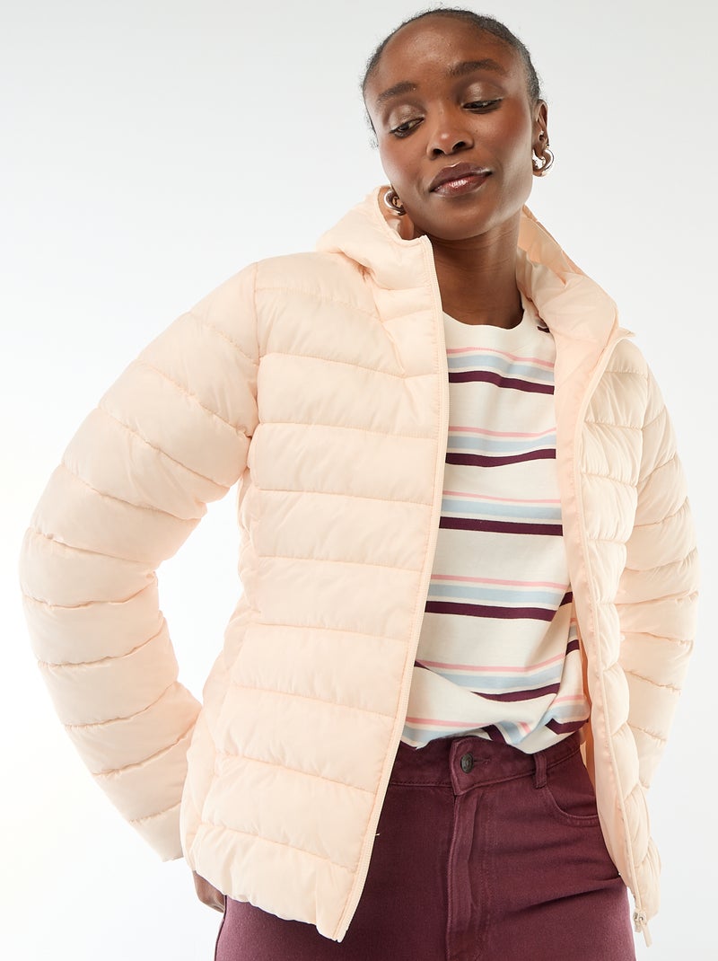 Effen licht donsjack met capuchon Rose - Kiabi