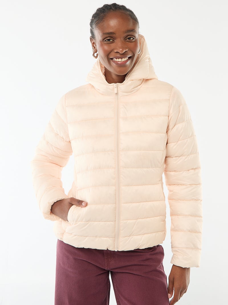 Effen licht donsjack met capuchon Rose - Kiabi