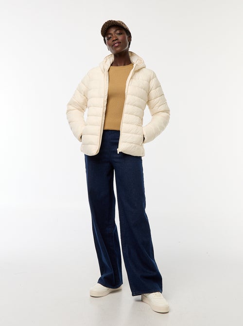 Effen licht donsjack met capuchon - Kiabi