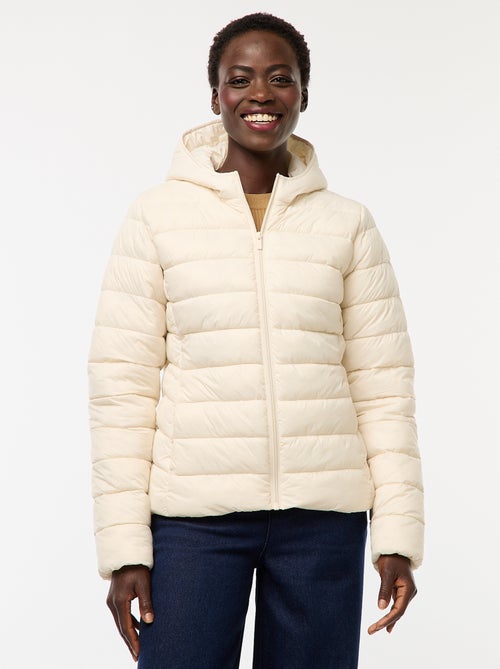 Effen licht donsjack met capuchon - Kiabi