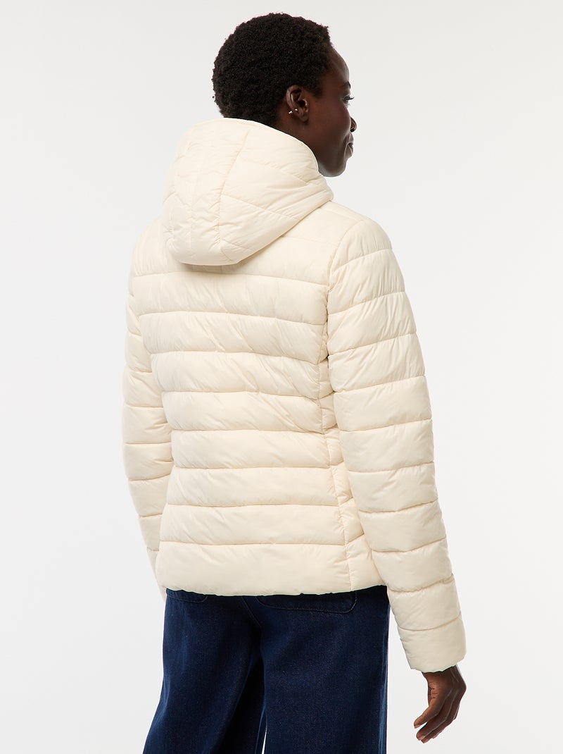 Effen licht donsjack met capuchon Wit - Kiabi