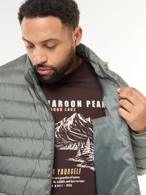 Effen licht donsjack met lange mouw en opstaande kraag - Kiabi