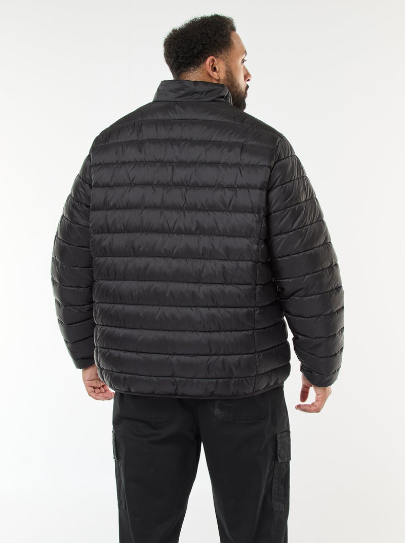 Effen licht donsjack met lange mouw en opstaande kraag zwart - Kiabi