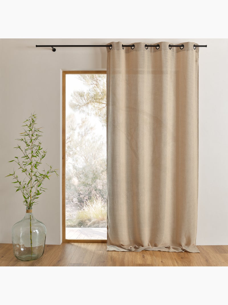 Effen lichtfilterend gordijn met ringen Beige - Kiabi