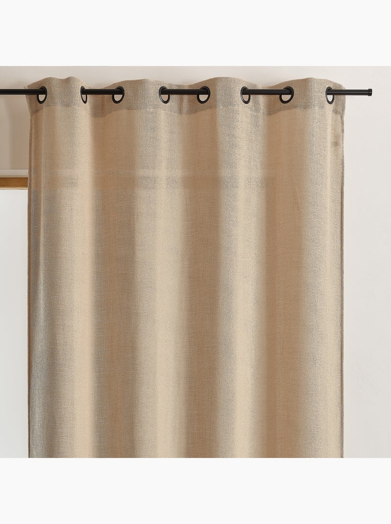 Effen lichtfilterend gordijn met ringen Beige - Kiabi