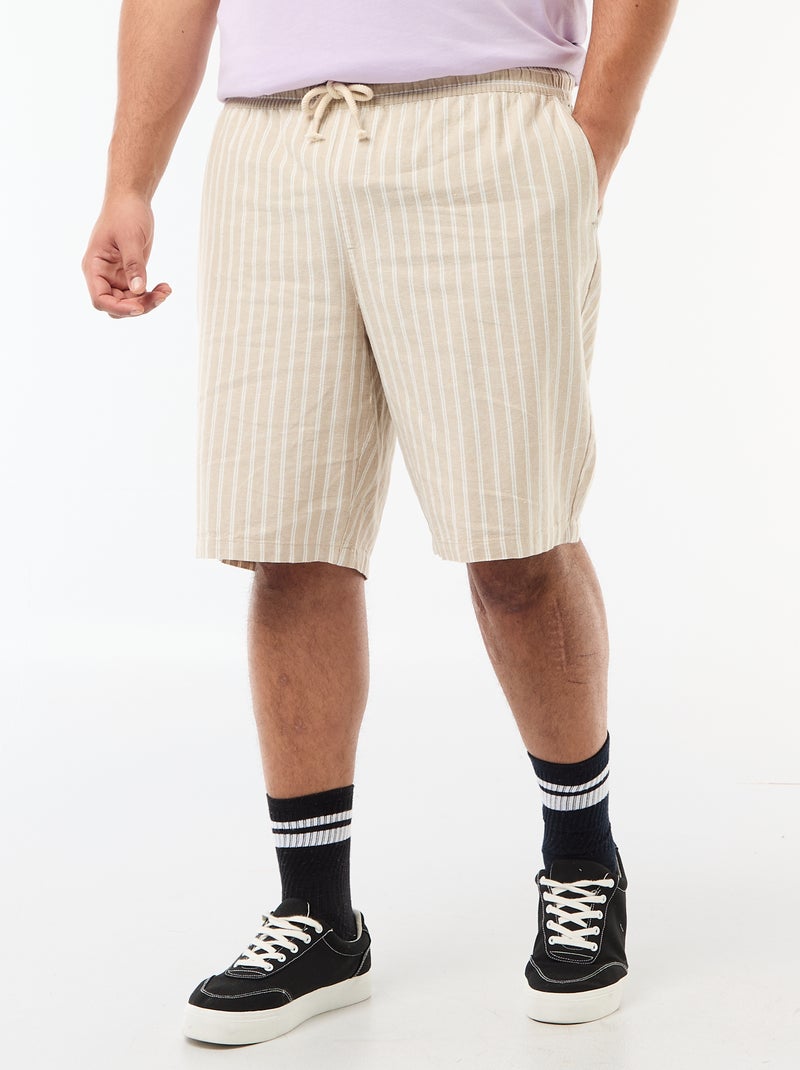 Effen lichtgewicht bermuda met 4 zakken Biege - Kiabi