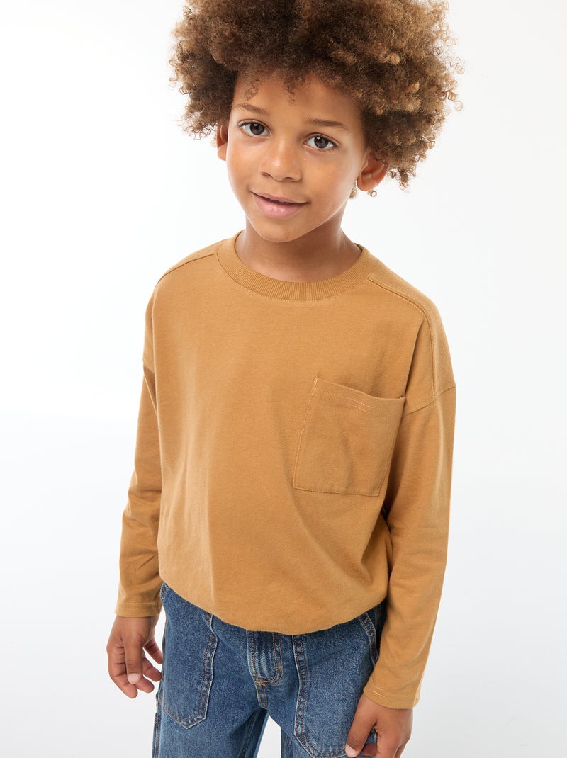 Effen loose-fit T-shirt Biege - Kiabi