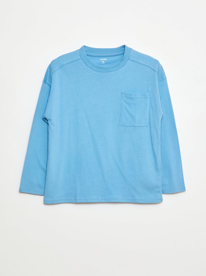 Effen loose-fit T-shirt Blauw - Kiabi