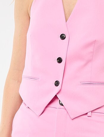 Effen mouwloze blazer met open rug